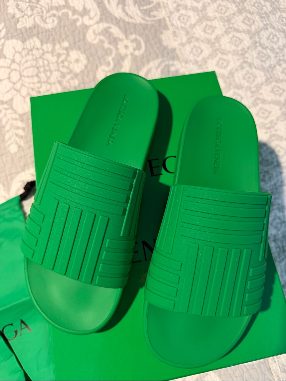 Bottega Veneta Green Slide Sandals